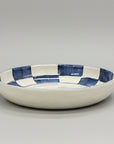 Hand-painted Indigo Grid Deep Plate