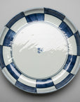 Hand-painted Indigo Grid Deep Plate