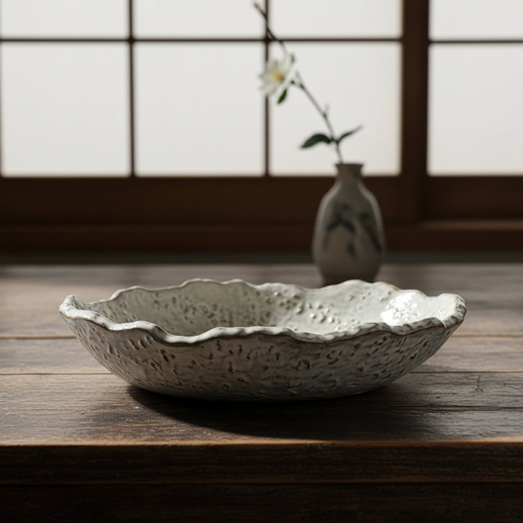 Banko-ware White Spiral Textured Plate