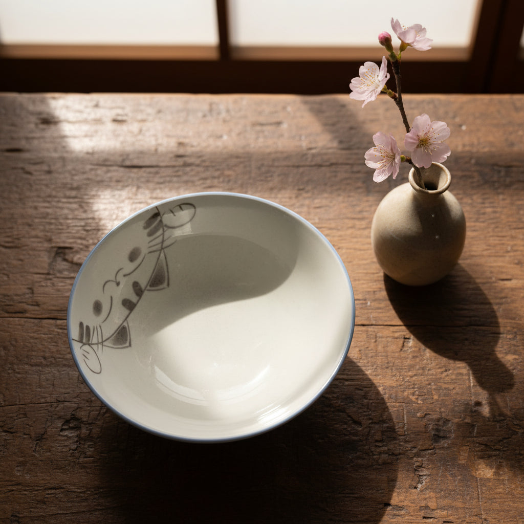 Mino-ware Calico Cat Bowl
