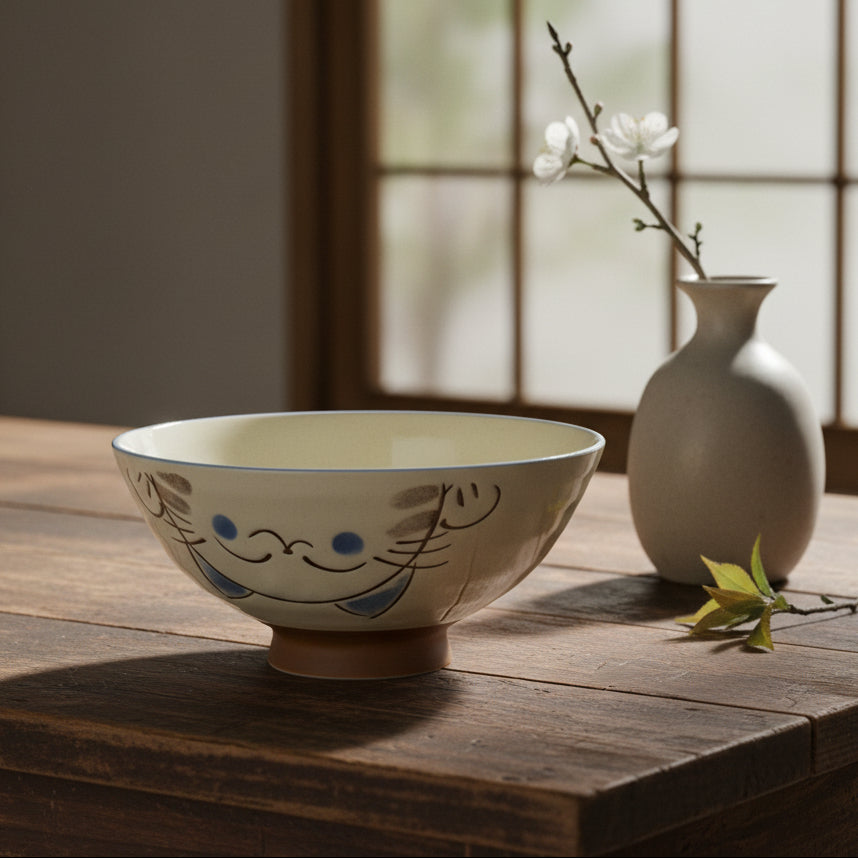 Mino-ware Calico Cat Bowl