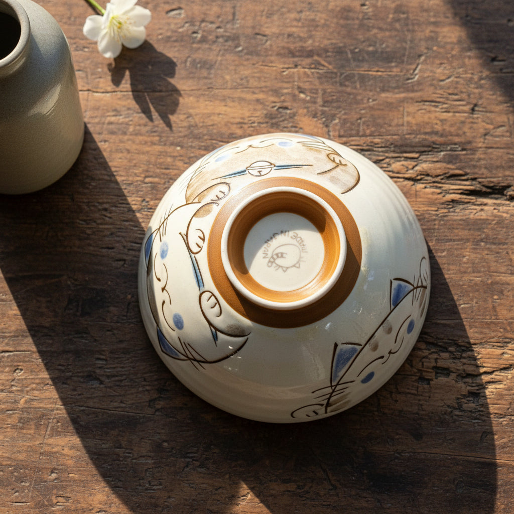 Mino-ware Calico Cat Bowl
