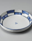Hand-painted Indigo Grid Deep Plate