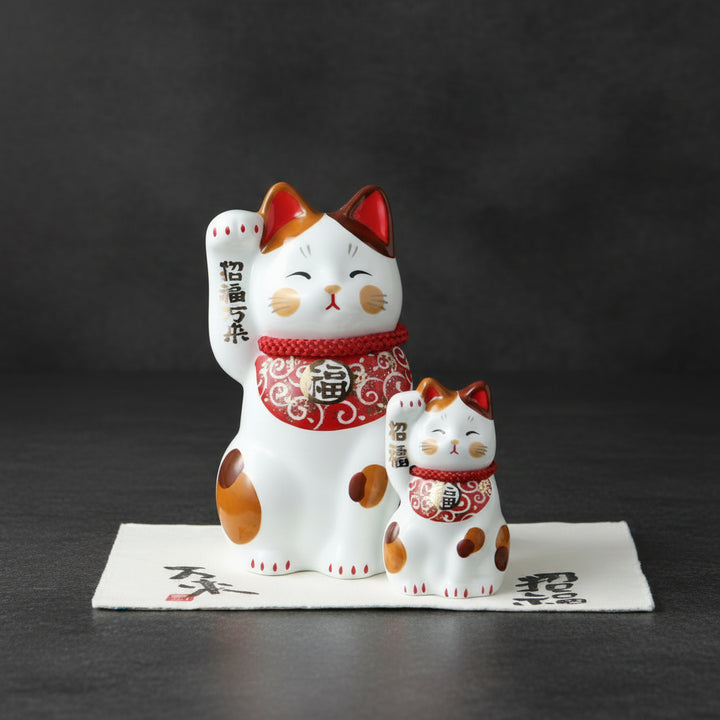 Twin fortune cats, red