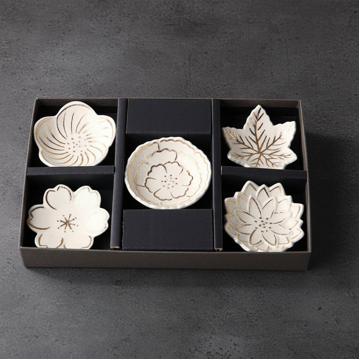 Gold-accented Floral Chopstick Rest Set of 5