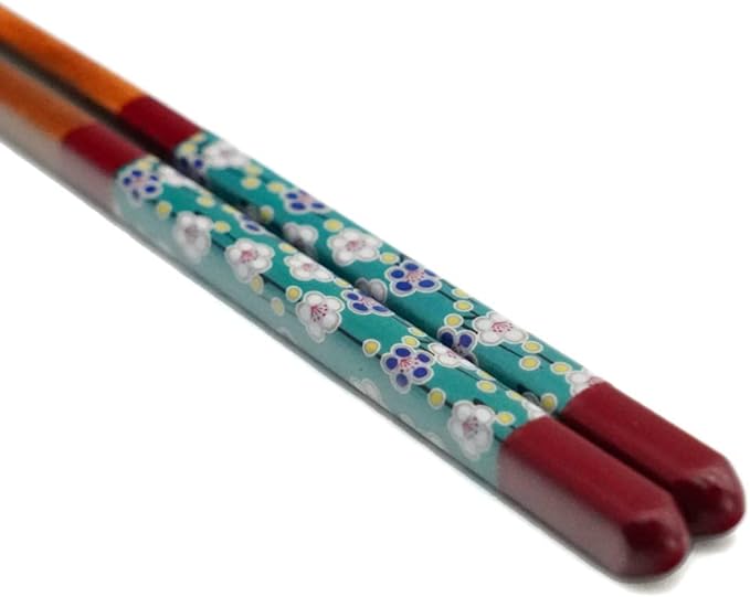 Kutani Colored Drawing x Wakasa Lacquer Chopsticks 21cm