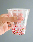 Tsugaru Vidro Japanese Glass Tumbler – Dancing Cherry Blossoms