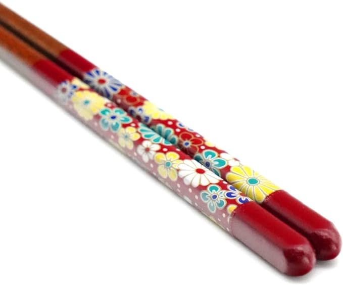 Kutani Colored Drawing x Wakasa Lacquer Chopsticks 21cm