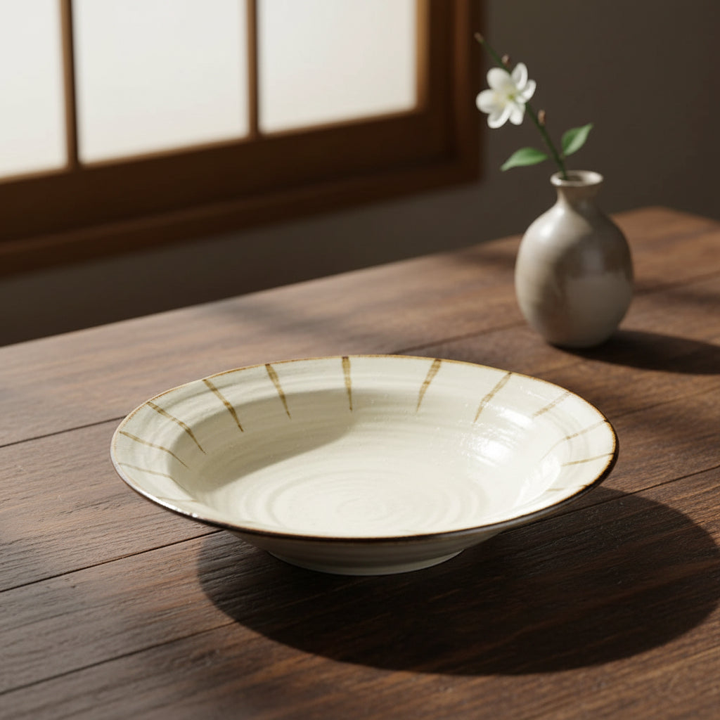 Mino-ware Rust Stripe Deep Plate