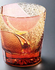 Yamada Edo Kiriko Whisky Glass - Hada 波動 (Red Amber)