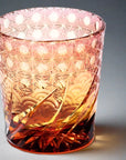 Yamada Edo Kiriko Whisky Glass - Sazanami漣 (Red Amber)