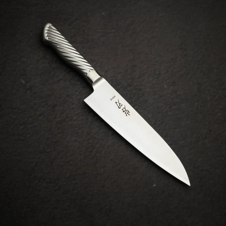 Kakumei AUS10 Monosteel Gyuto 180mm Metal Handle