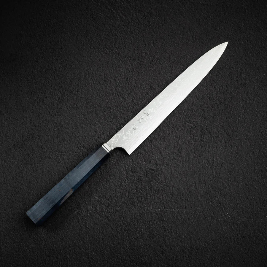 Hatsukokoro x Yoshihiro Yauji Blue 2 Damascus Yanagiba 240mm