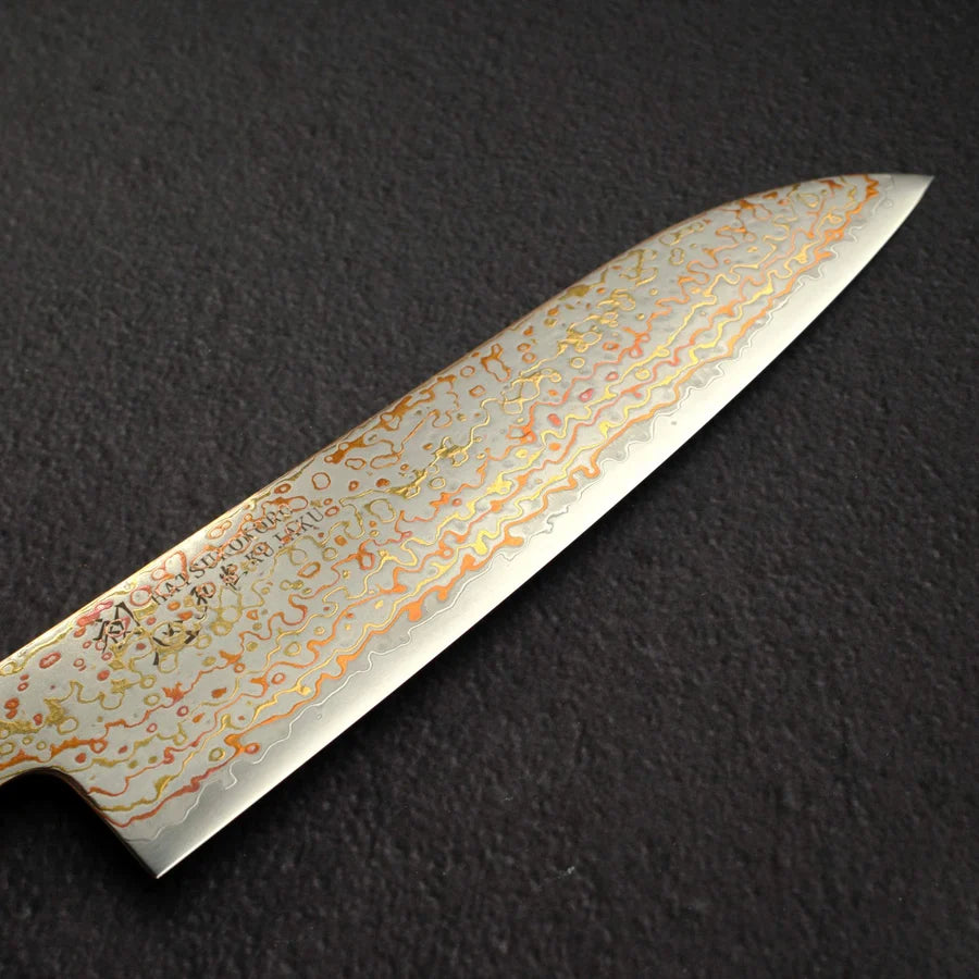 Hatsukokoro Kujaku V-Toku-2 Santoku 180mm Rainbow Damascus Finish
