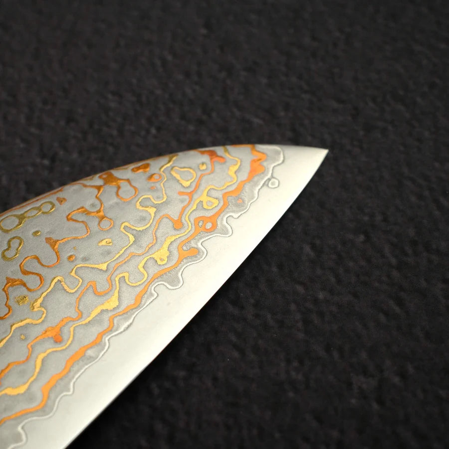 Hatsukokoro Kujaku V-Toku-2 Santoku 180mm Rainbow Damascus Finish