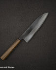 Hatsukokoro Kumokage Blue 2 Kurouchi Damascus Santoku 180mm Black Chacate