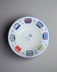 Mino-ware Train Pattern Flat Bowl