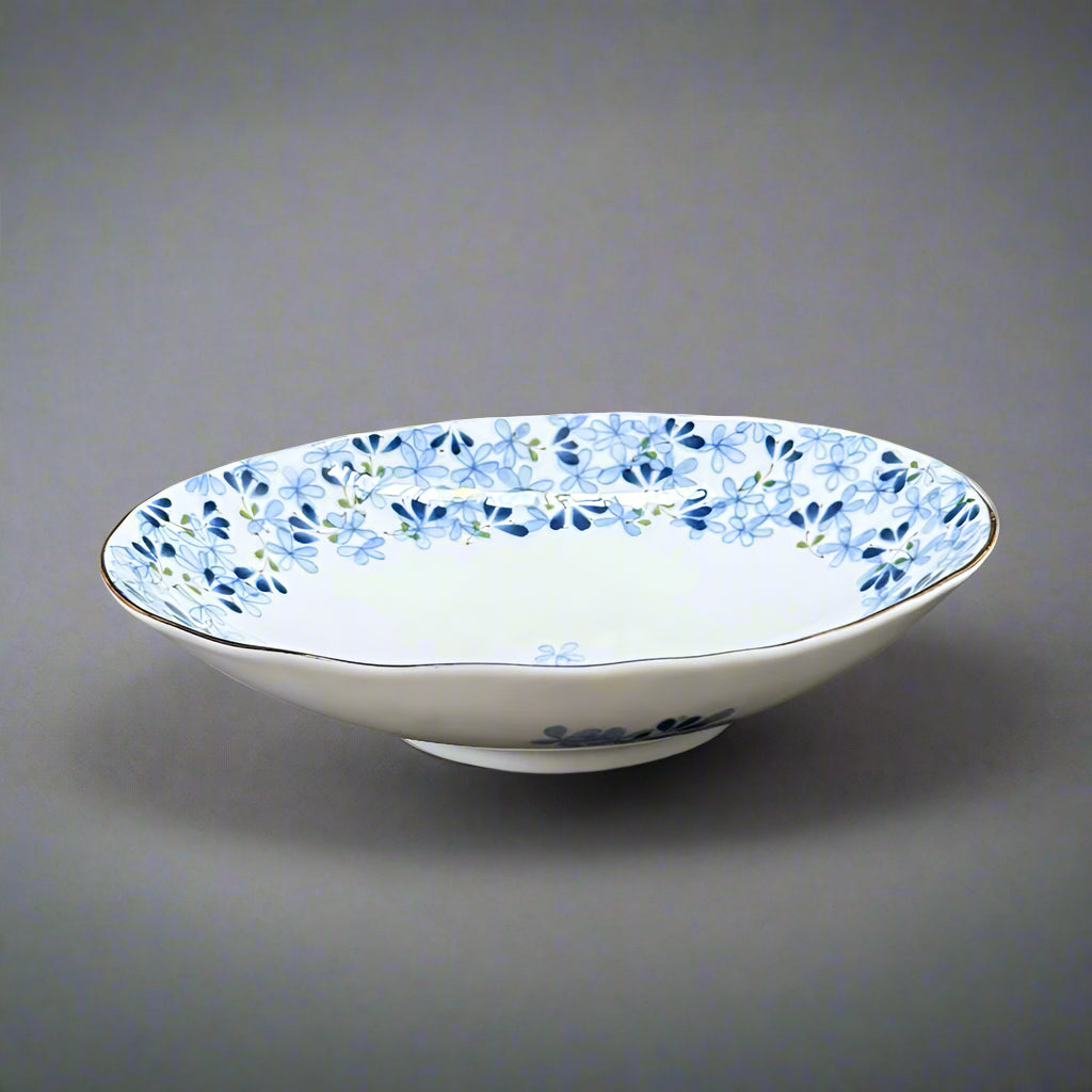 Mino-ware Sprout Pattern Oval Plate