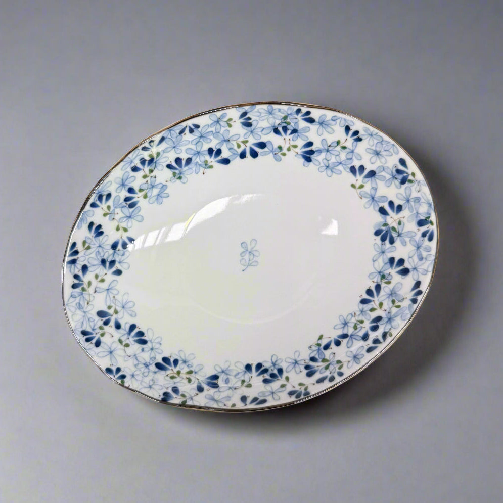 Mino-ware Sprout Pattern Oval Plate