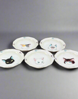 Kutani-ware Cat Face Small Plate Set 5pcs