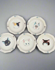 Kutani-ware Cat Face Small Plate Set 5pcs