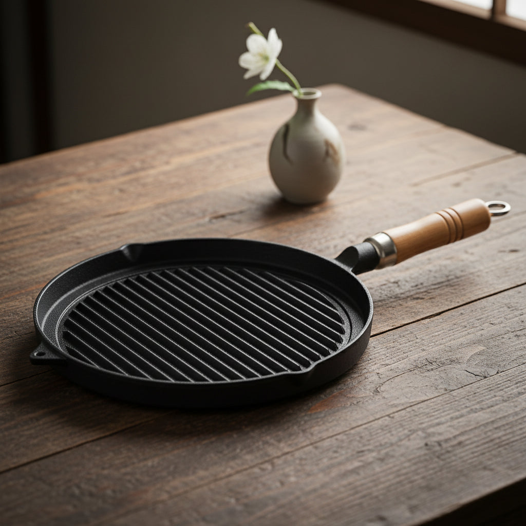 IKENAGA Grill Pan with Wood Handle