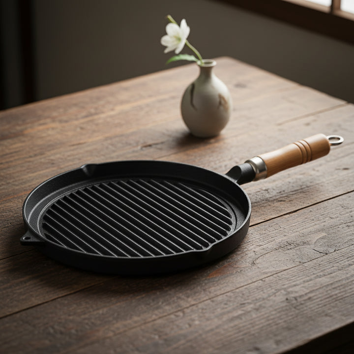 IKENAGA Grill Pan with Wood Handle