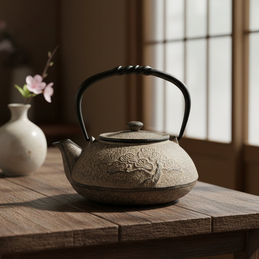 IKENAGA Nambu Cast Iron Teapot Pine &amp; Crane 550ml