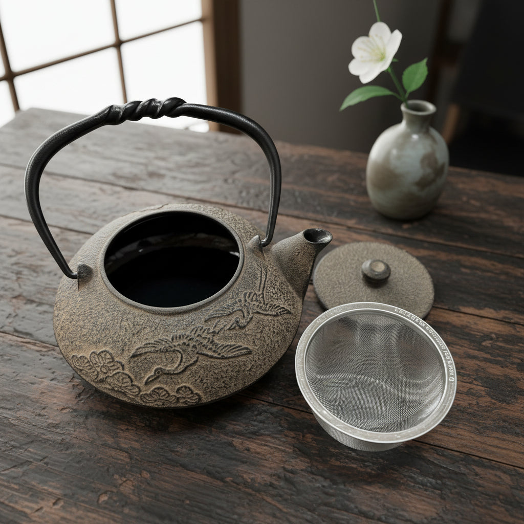 IKENAGA Nambu Cast Iron Teapot Pine &amp; Crane 550ml