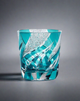 Haku Edo Kiriko Crystal Whisky Glass - Homura 焔 (Green)