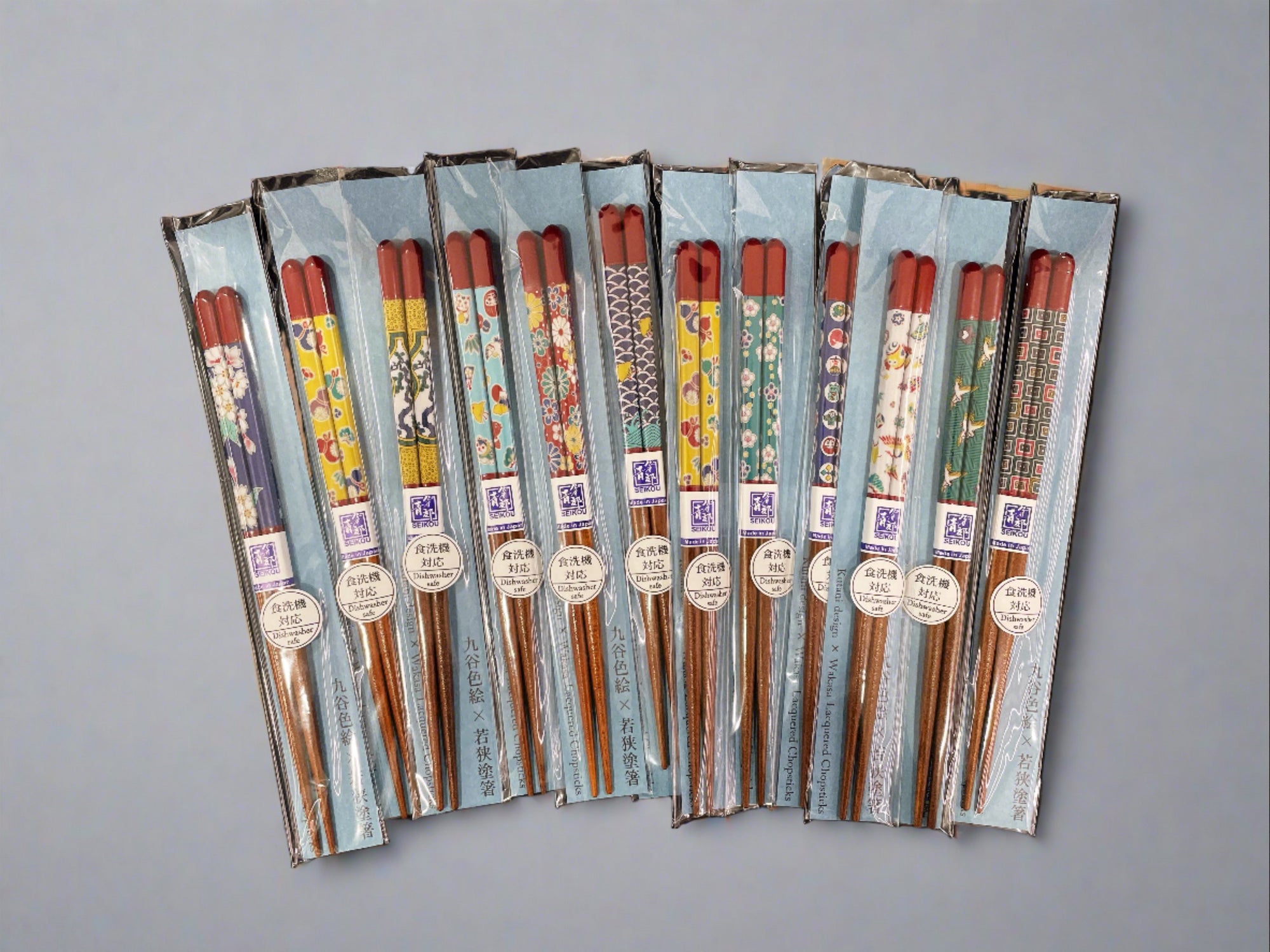 Kutani Colored Drawing x Wakasa Lacquer Chopsticks 21cm