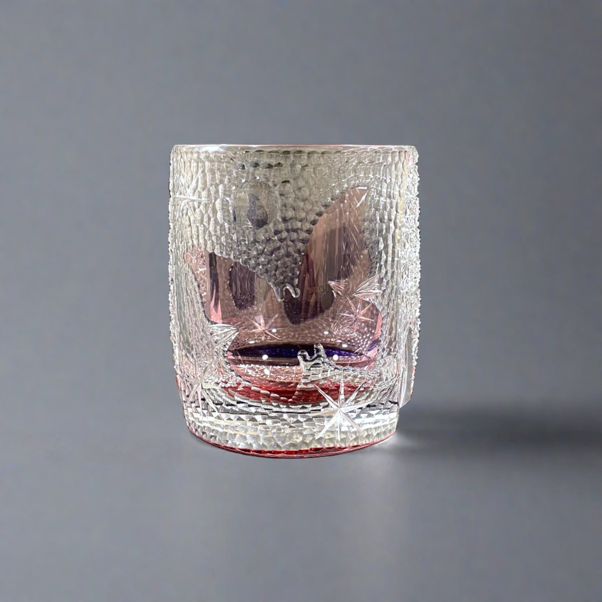 Edo Kiriko Whisky Glass by Junichi Nabetani - Butterfly Pink &amp; Purple