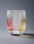 Edo Kiriko Whisky Glass by Junichi Nabetani - Butterfly Pink & Yellow
