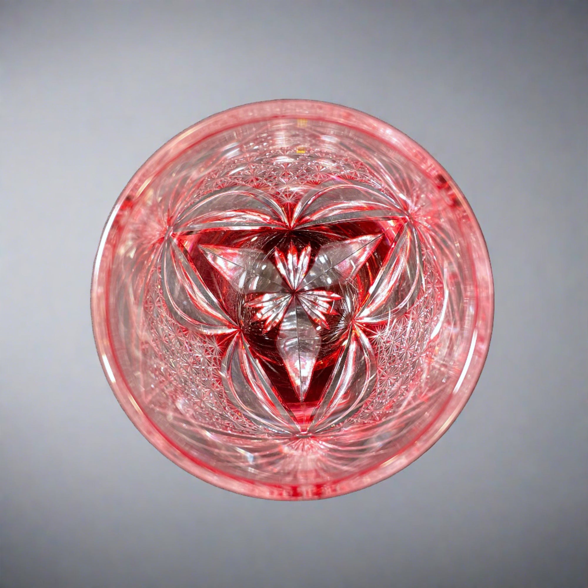 Edo Kiriko Whisky Glass by Tatsuya Nemoto - Pink Butterfly
