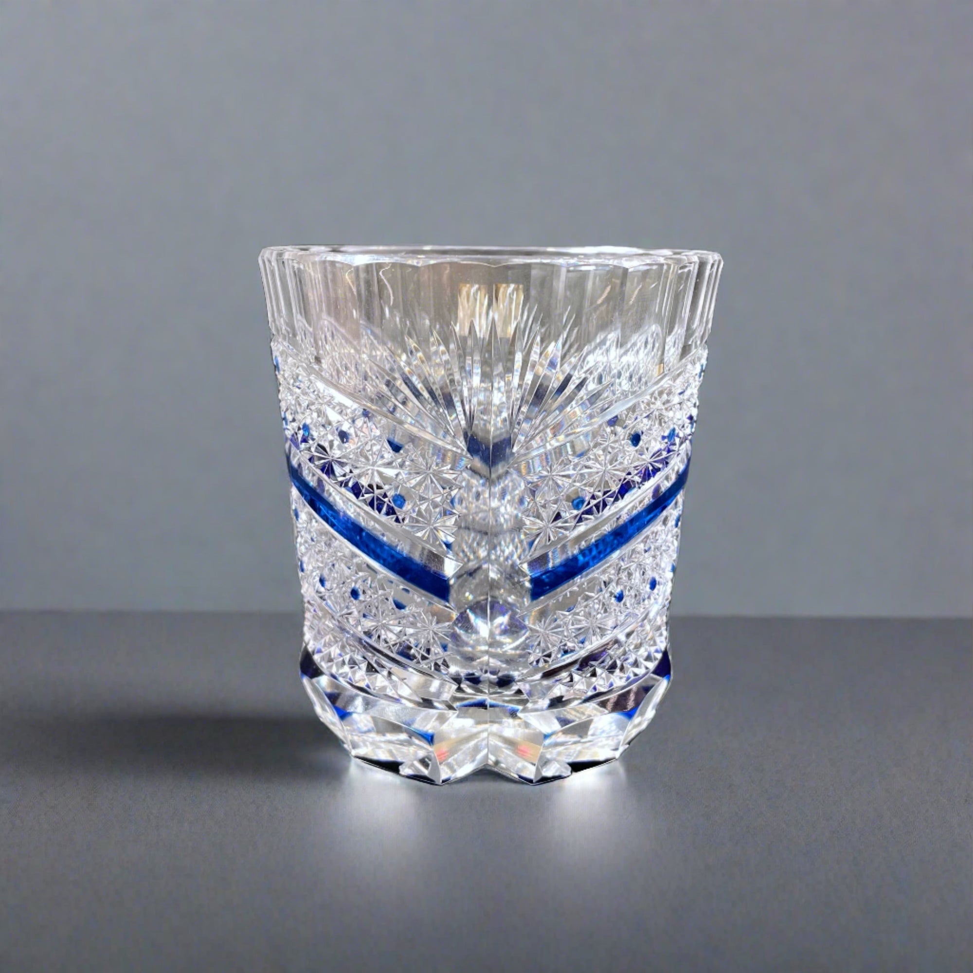 Kagami Whisky Glass Pair Set - Chrysanthemum Basket Weave &amp; Fish scales