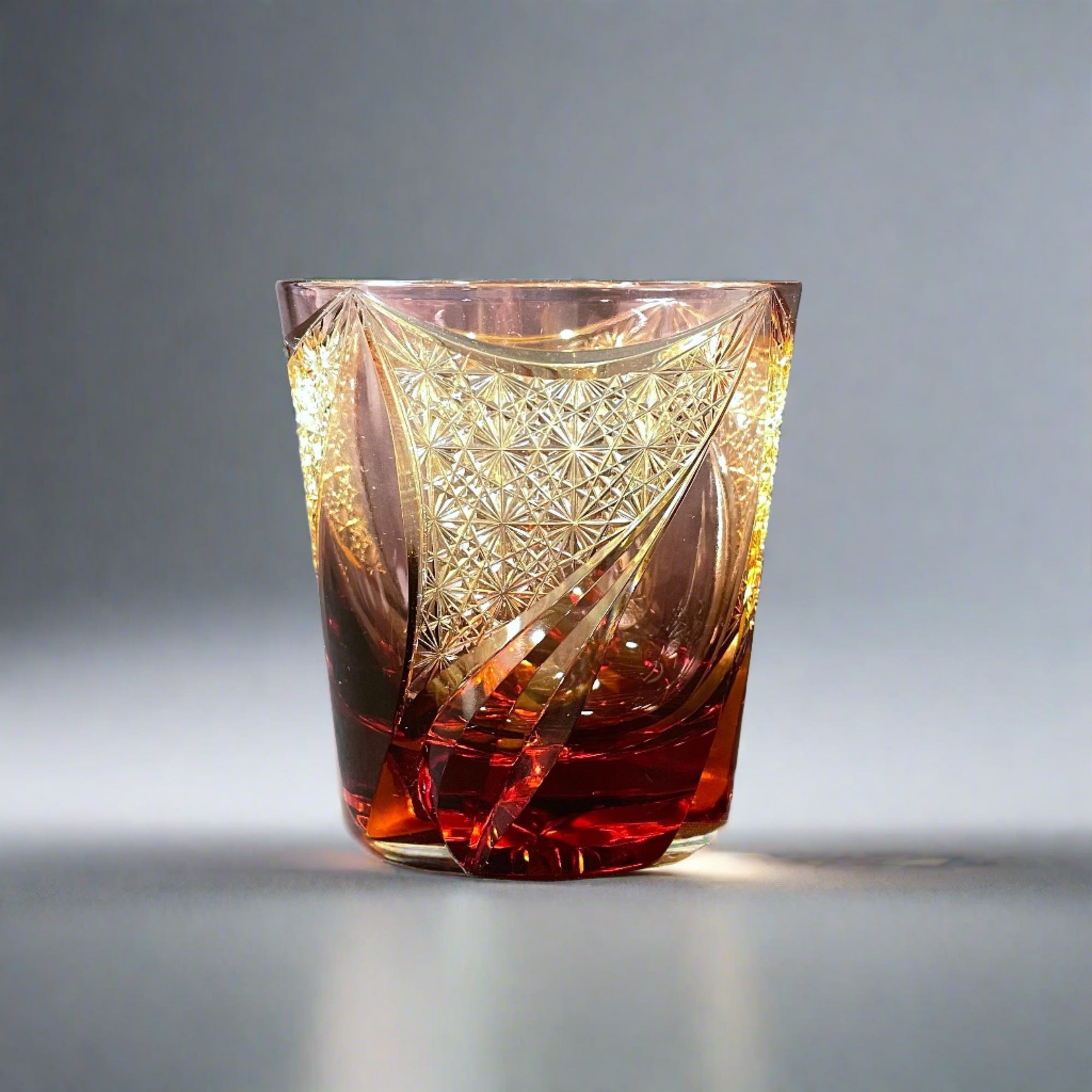 Old Fashioned Whiskey Glass by Kosho Nemoto - Harp Purple Amber