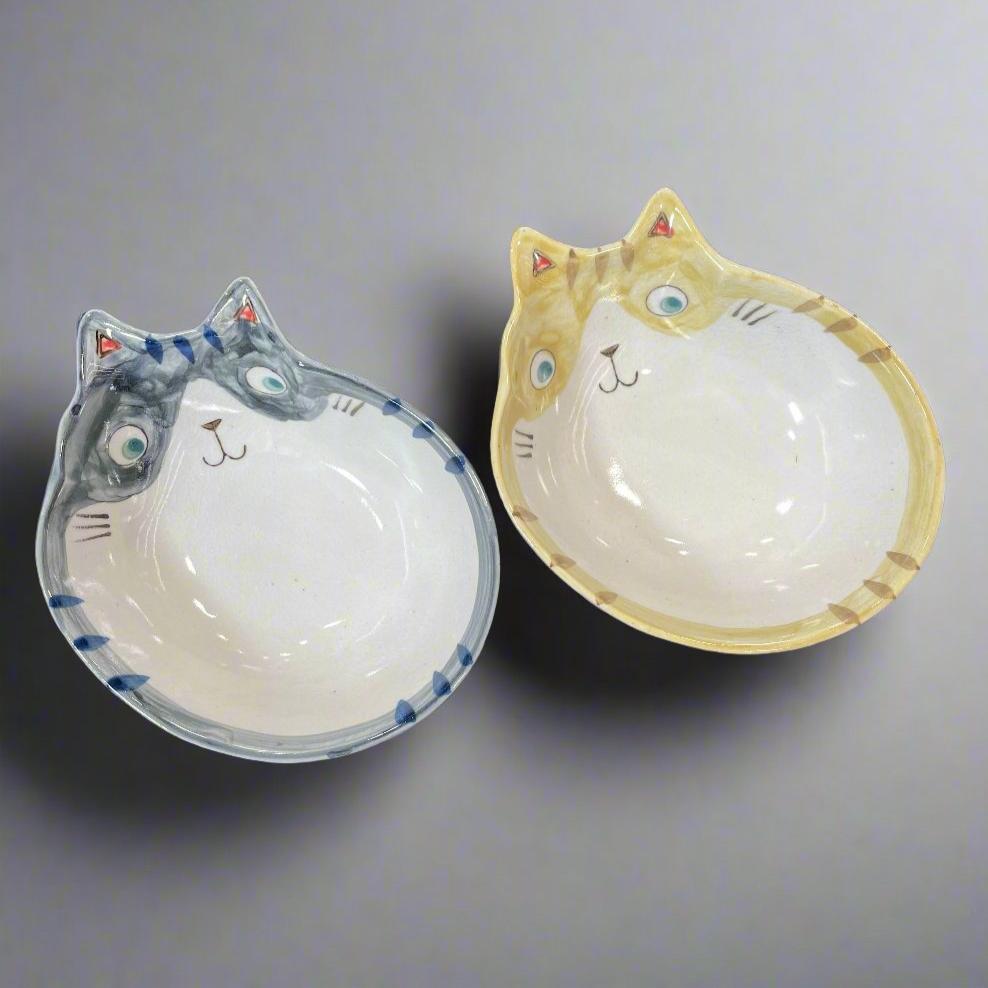 Fukui Craft Crackled Glaze Cat Shape Bowl