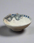 Fukui Craft Crackled Glaze Cat Shape Bowl