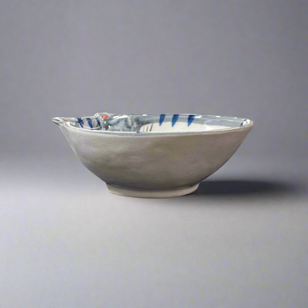 Fukui Craft Crackled Glaze Cat Shape Bowl