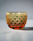 Kadowaki Edo Kiriko Sake Glass - Green Amber