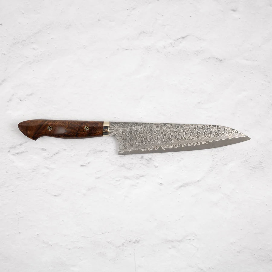 Nigara Anmon (暗紋) SG2 Raindrop Damascus Gyuto 210mm Western Ironwood