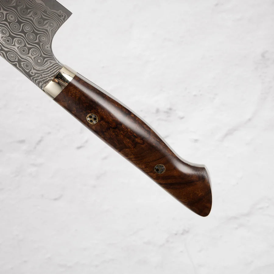 Nigara Anmon (暗紋) SG2 Raindrop Damascus Gyuto 210mm Western Ironwood