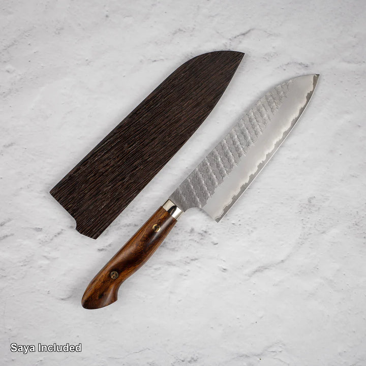 Nigara SG2 Tsuchime Matt Migaki Santoku 180mm Western Ironwood