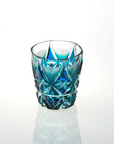 Satsuma kiriko Whisky Glass "cut213" Blue/Green/Red 210ml, Edo Kiriko