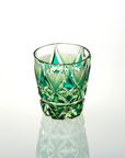 Satsuma kiriko Whisky Glass "cut213" Blue/Green/Red 210ml, Edo Kiriko