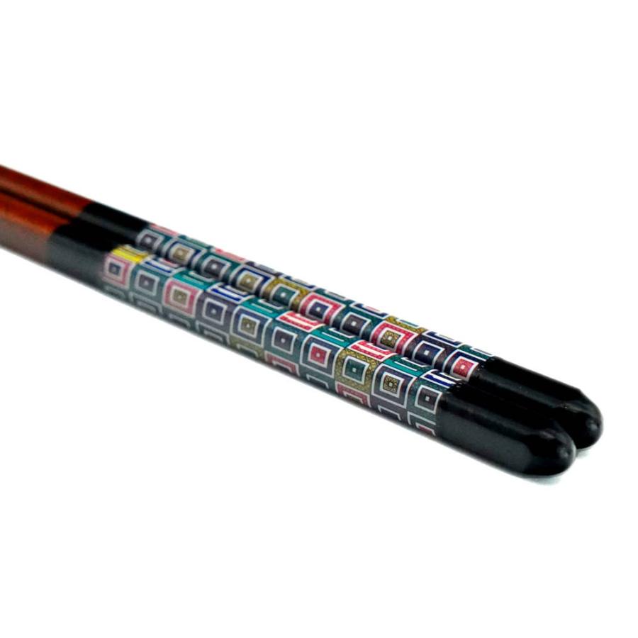 Kutani Colored Drawing x Wakasa Lacquer Chopsticks 23cm