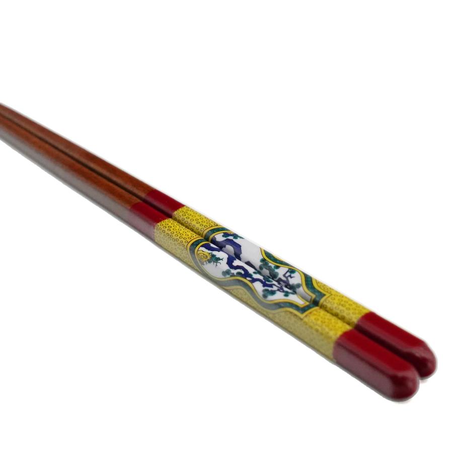 Kutani Colored Drawing x Wakasa Lacquer Chopsticks 21cm