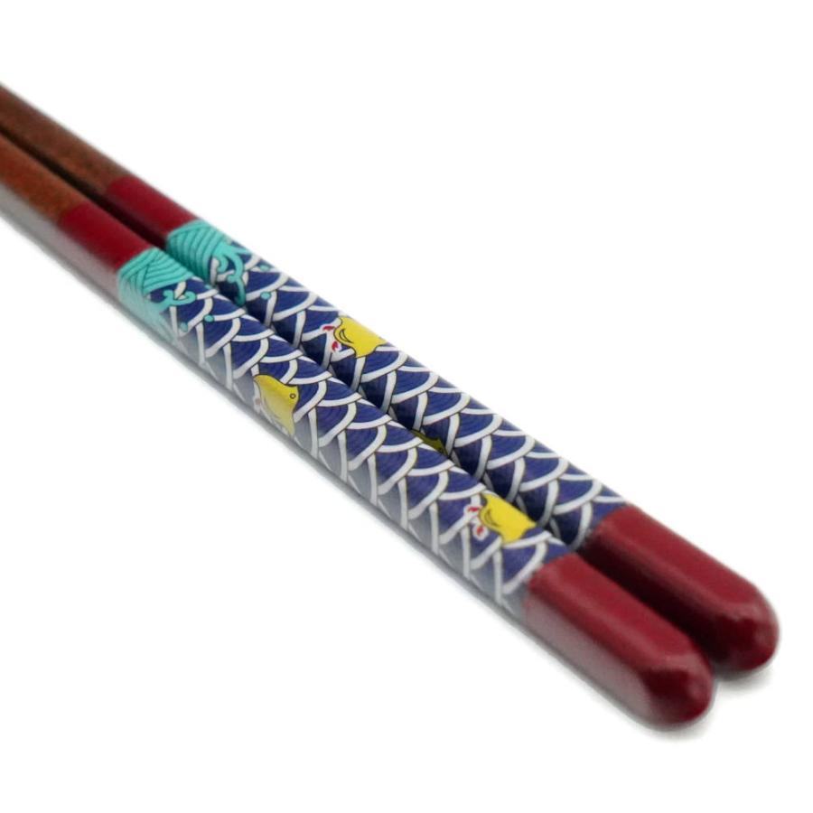 Kutani Colored Drawing x Wakasa Lacquer Chopsticks 21cm