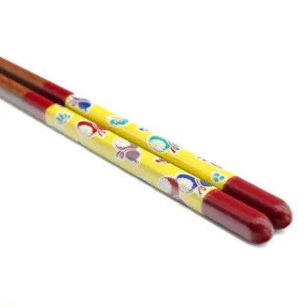 Kutani Colored Drawing x Wakasa Lacquer Chopsticks 21cm