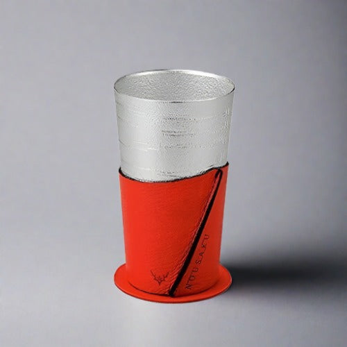 Nousaku Beer Cup, White Birch Pattern - Tin (Red)